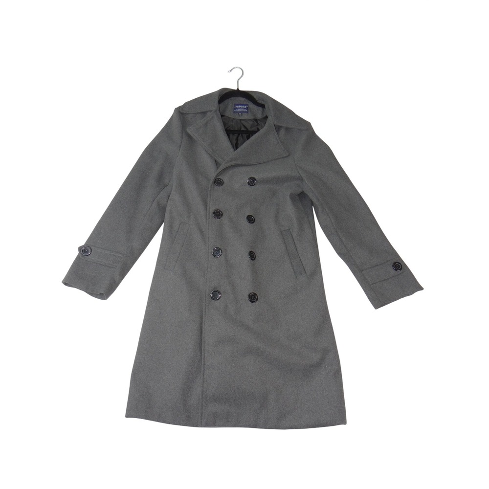 AOWOFS Mens Double Breasted Pea Coat Gray Longline Overcoat XL 3840